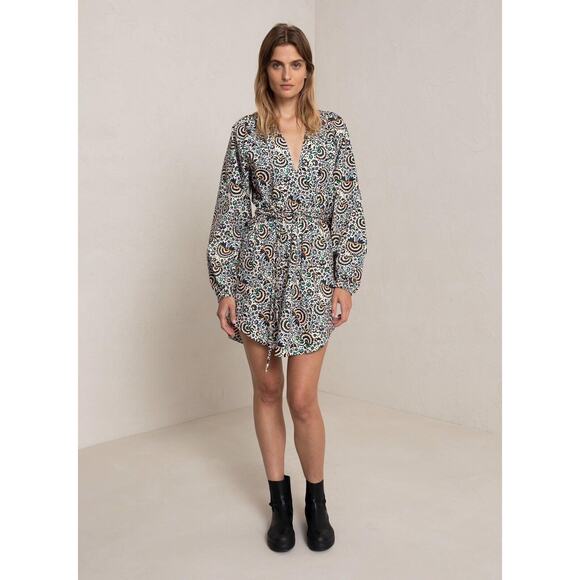 A.L.C. Adelaide Funky Art to Wear Floral Shirt Dress Women's NWT 2 ALC - Picture 1 of 5